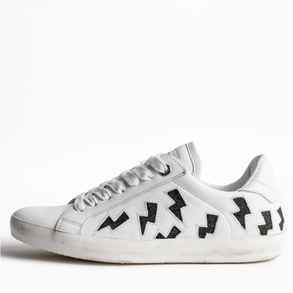 Zadig et Voltaire Flash Lurex Sneakers in Blanc